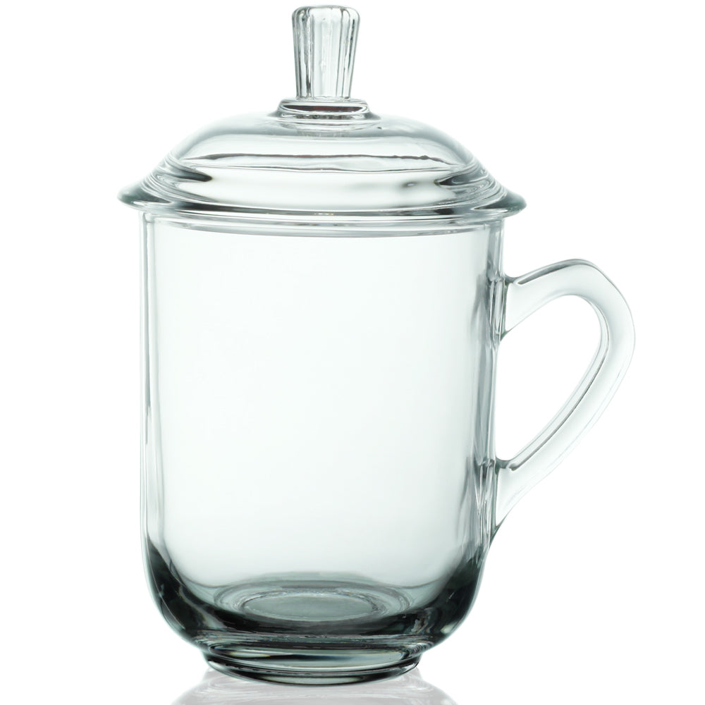 Glass Tea Cups with Lids 13 oz - GWDG1014